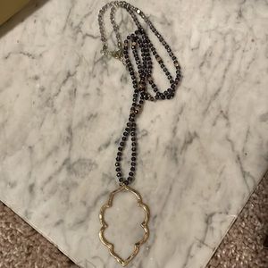Gold leaf beaded necklace